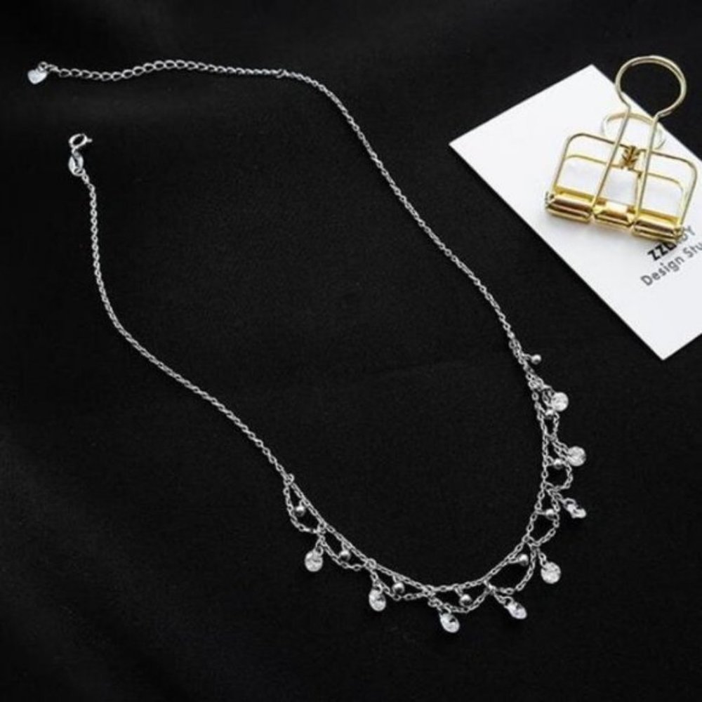 925 Sterling Silver Diamond Waterdrop Necklace A - Picture 3 of 8